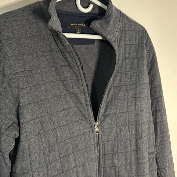 Banana Republic men’s medium Navy Blue Quilted Squares Zip-Up Jacket - Picture 4 of 6